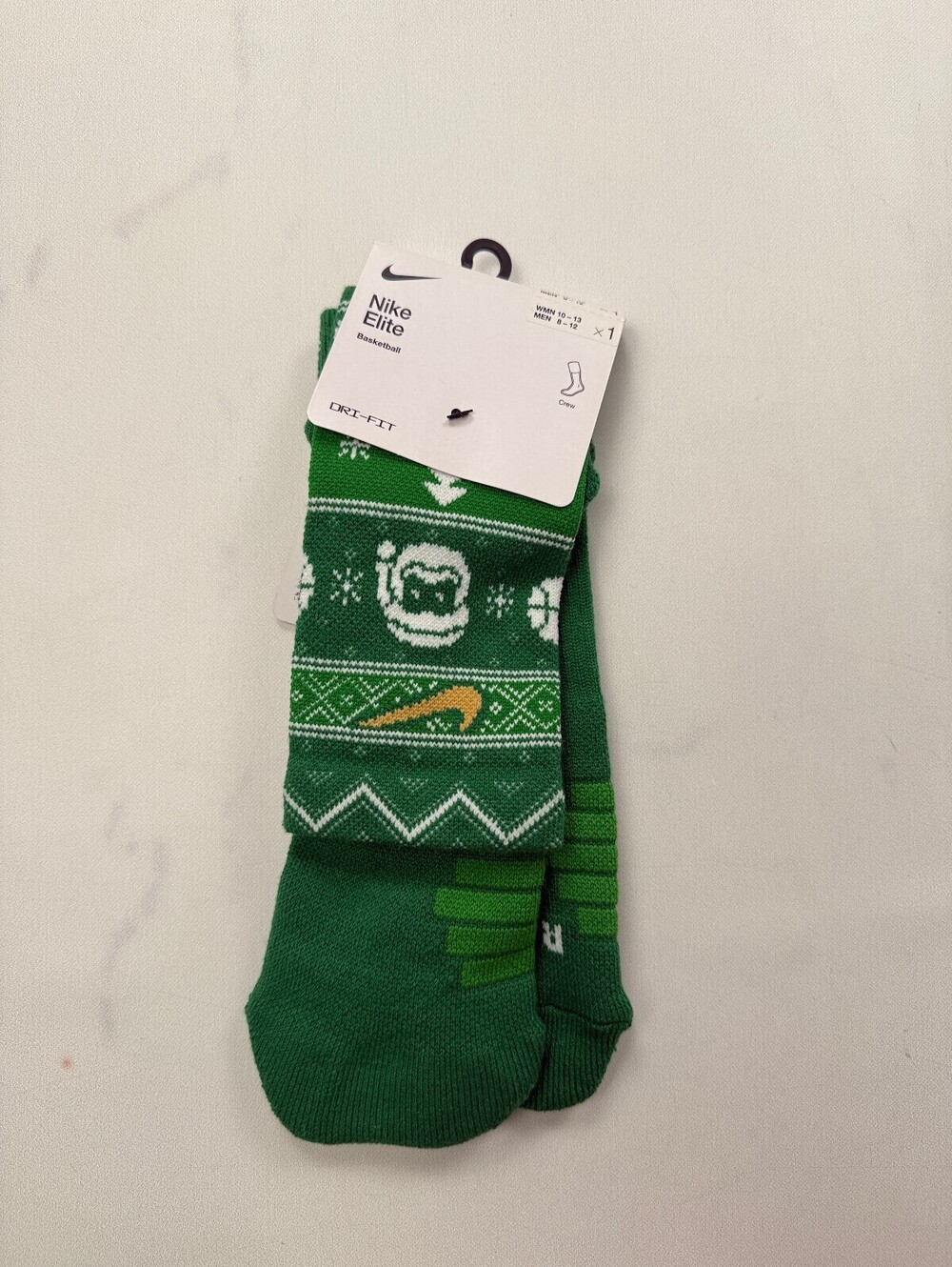Nike Elite Socks Green Modern Classic - L Men 8 - 12 Women 10 - 13